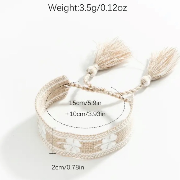 Modern Boho Woven Gold Clover Accent Bracelet - Picture 6 of 7